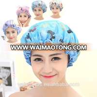 Cheap satin and eva waterproof shower bath cap custom design with printing