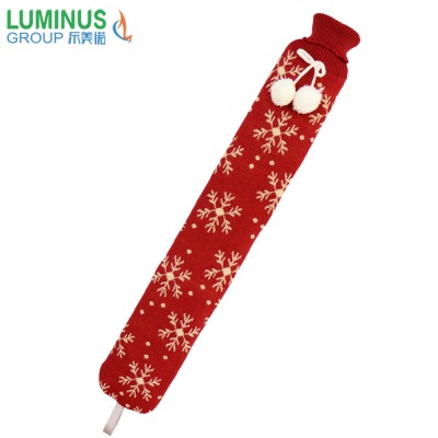 2L long hot water bottle rubber long hot water bag with knitted cover