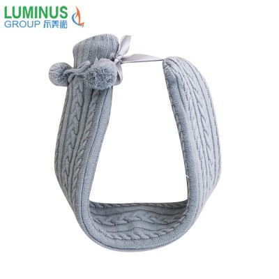 2L long hot water bottle rubber long hot water bag with dark grey knitted cover